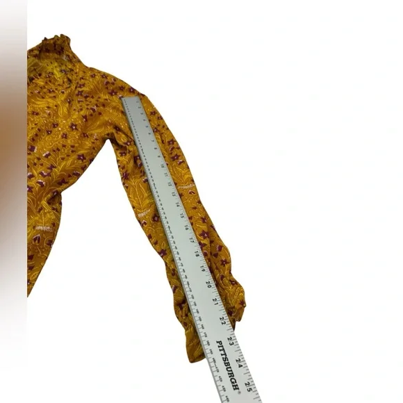 Roller Rabbit Mustard Floral Tassel Tie Dress Large Cotton India - Picture 10 of 13